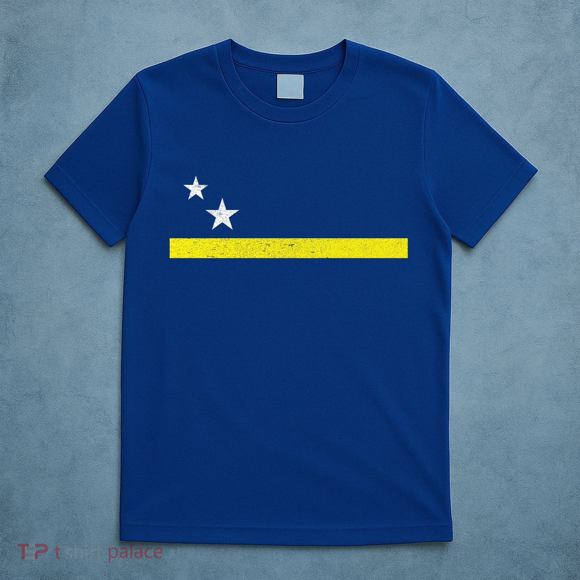 Minimal Curacao Flag Stars And Stripe T-Shirt
