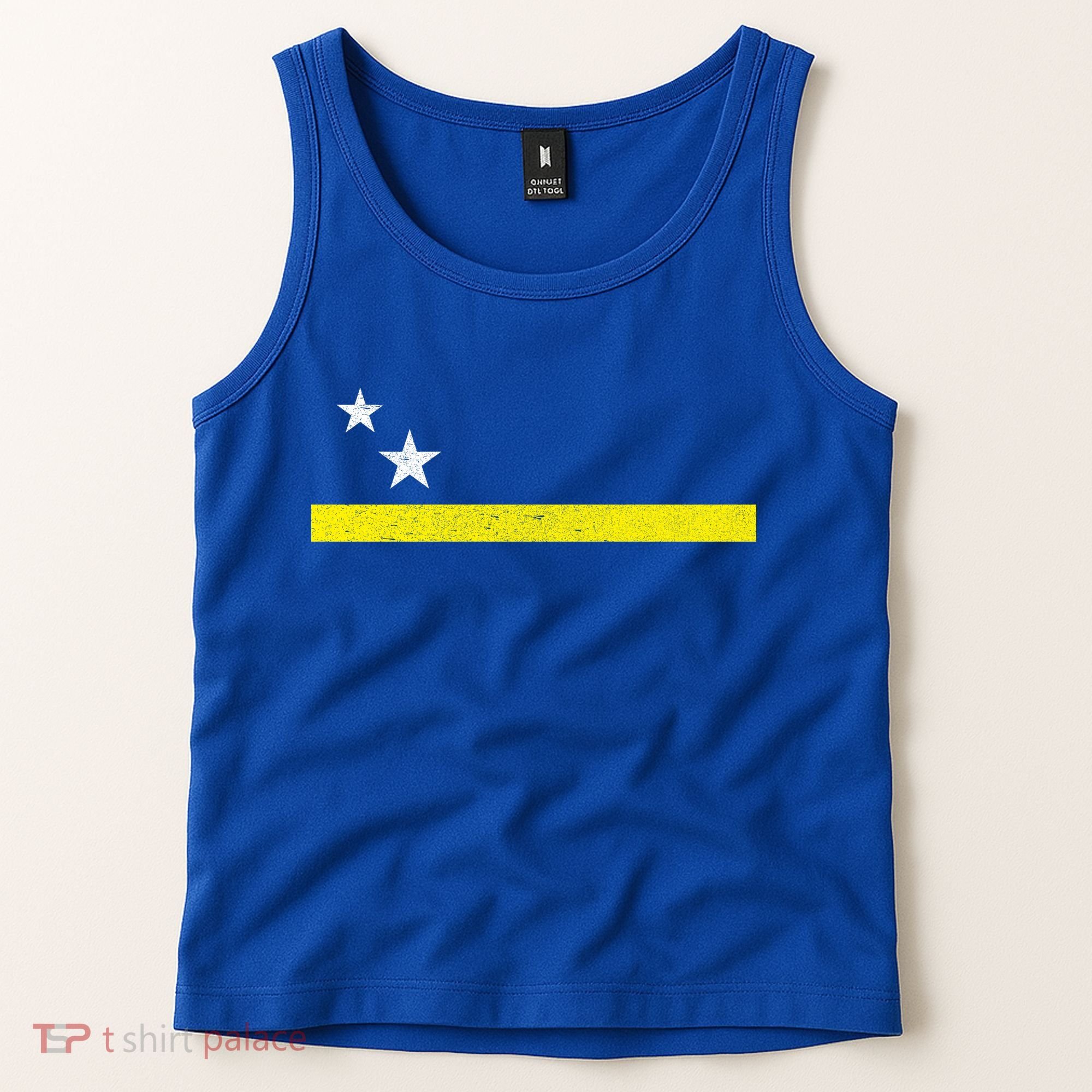 Minimal Curacao Flag Stars And Stripe Tank Top
