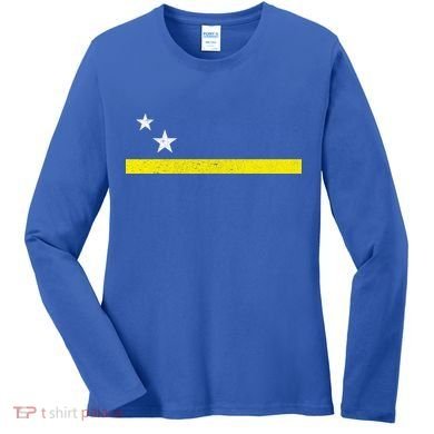 Minimal Curacao Flag Stars And Stripe Women's Long Sleeve Shirt