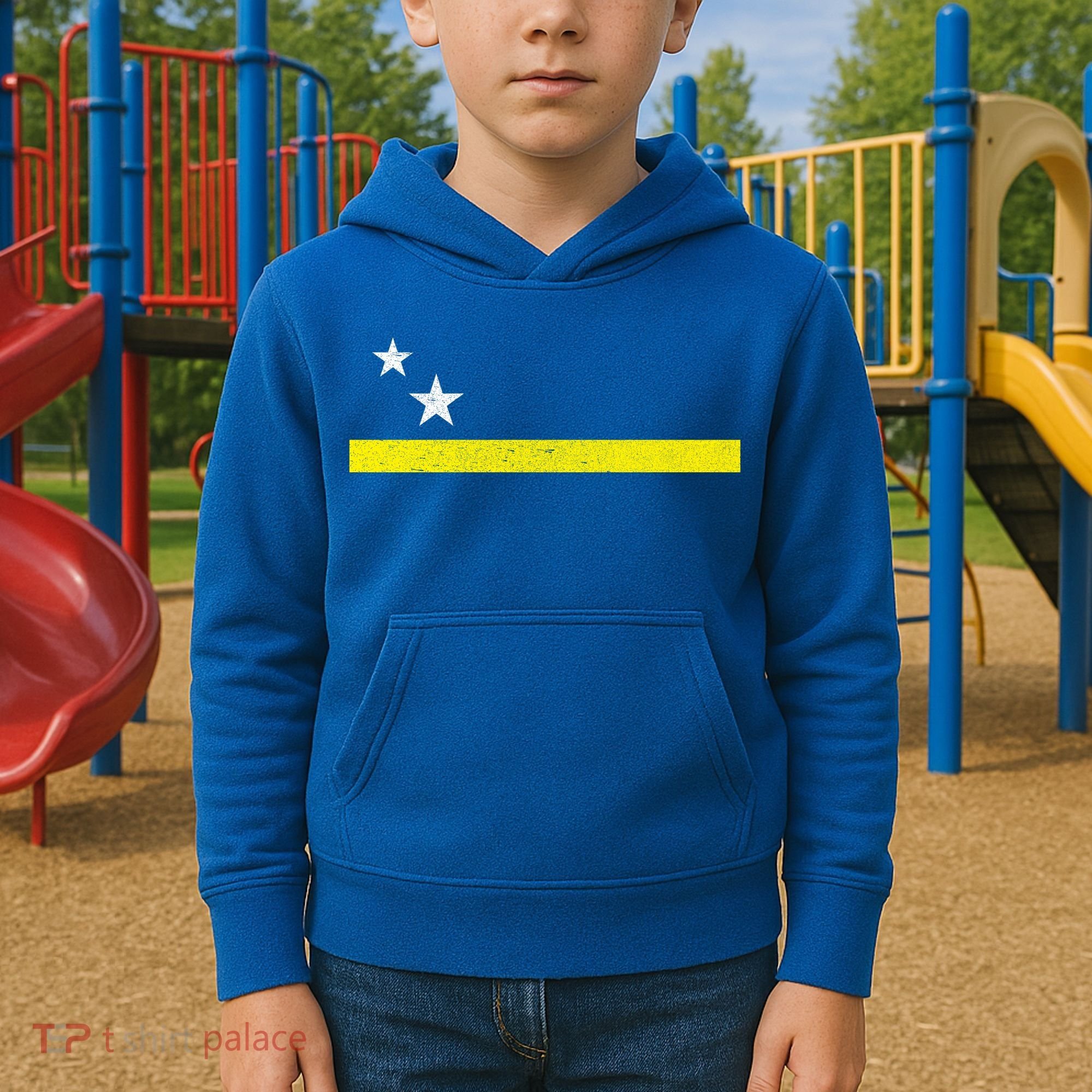 Minimal Curacao Flag Stars And Stripe Kids Hoodie