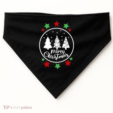 Merry Christmas Festive Circle Logo USA-Made Doggie Bandana