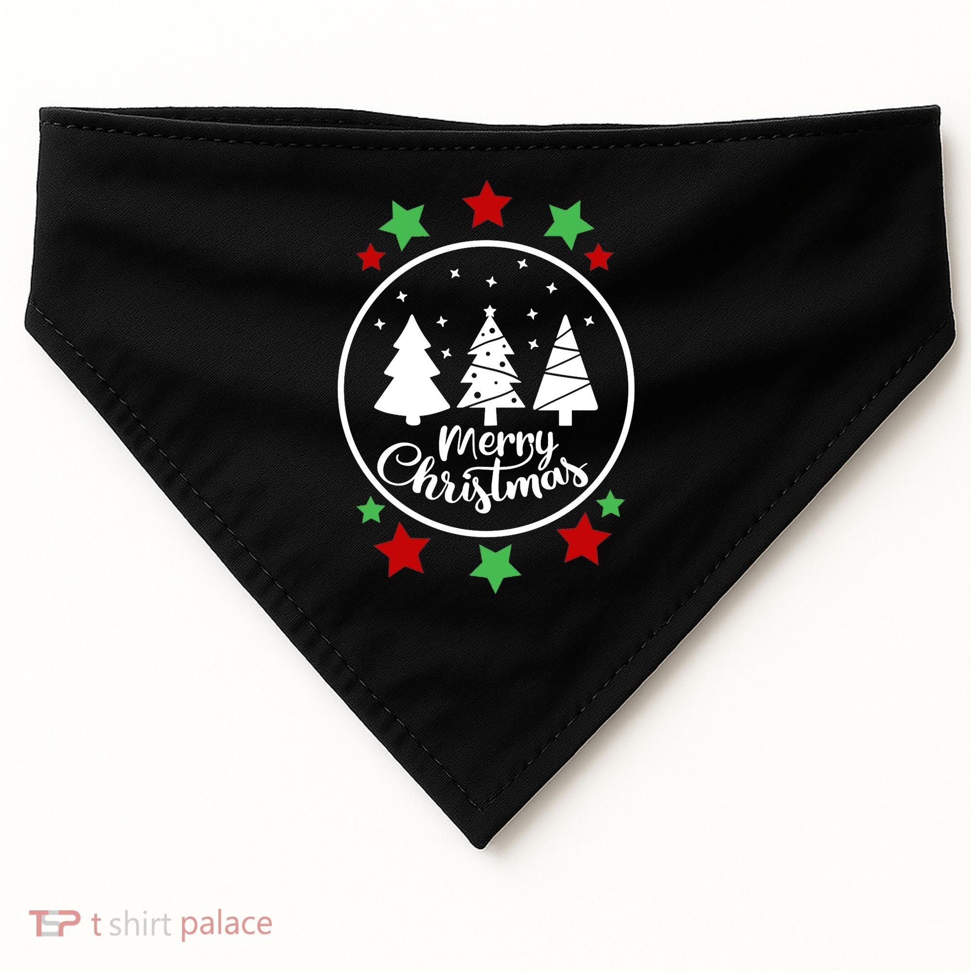 Merry Christmas Festive Circle Logo USA-Made Doggie Bandana