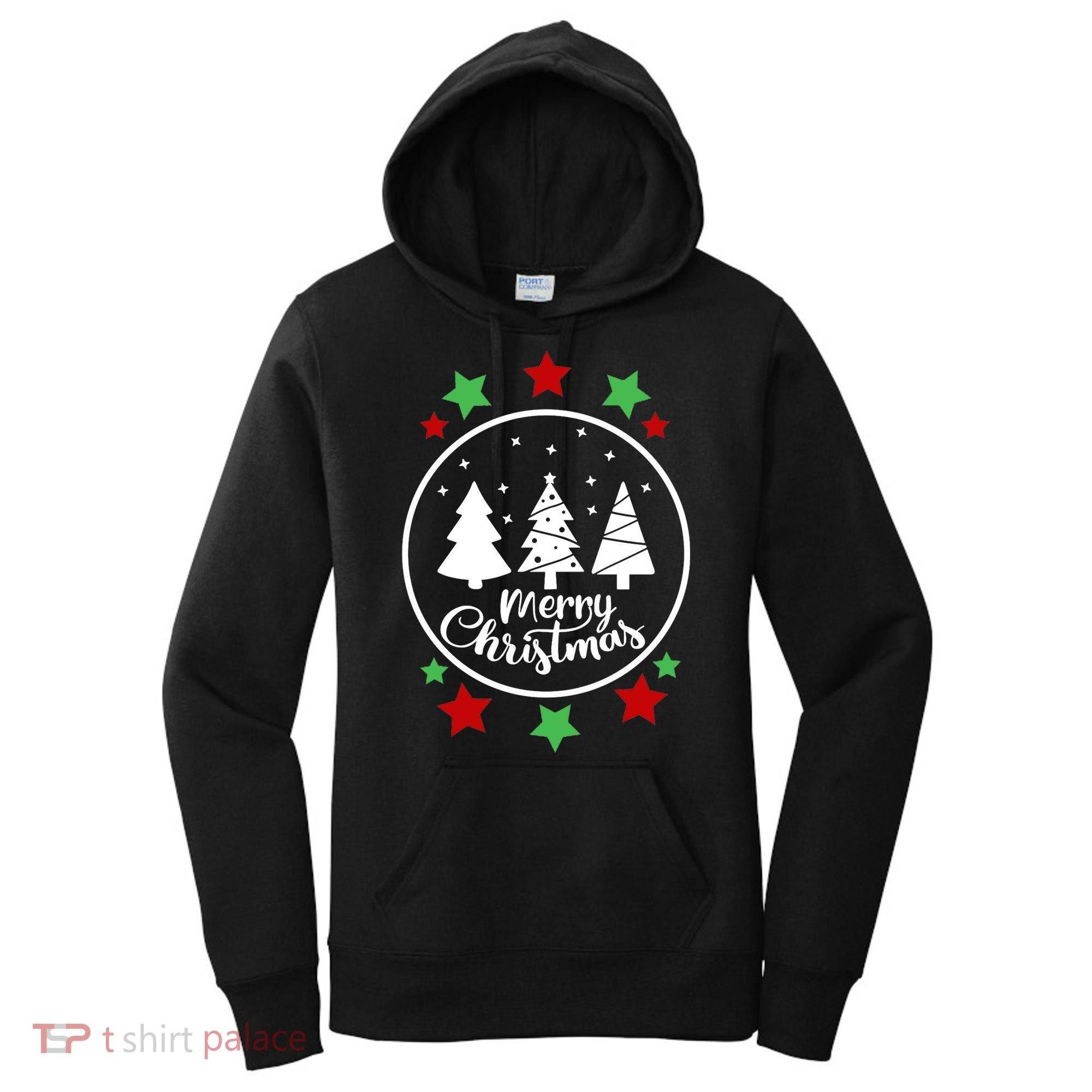 Merry Christmas Festive Circle Logo Women's Hoodie