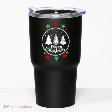 Merry Christmas Festive Circle Logo Tumbler