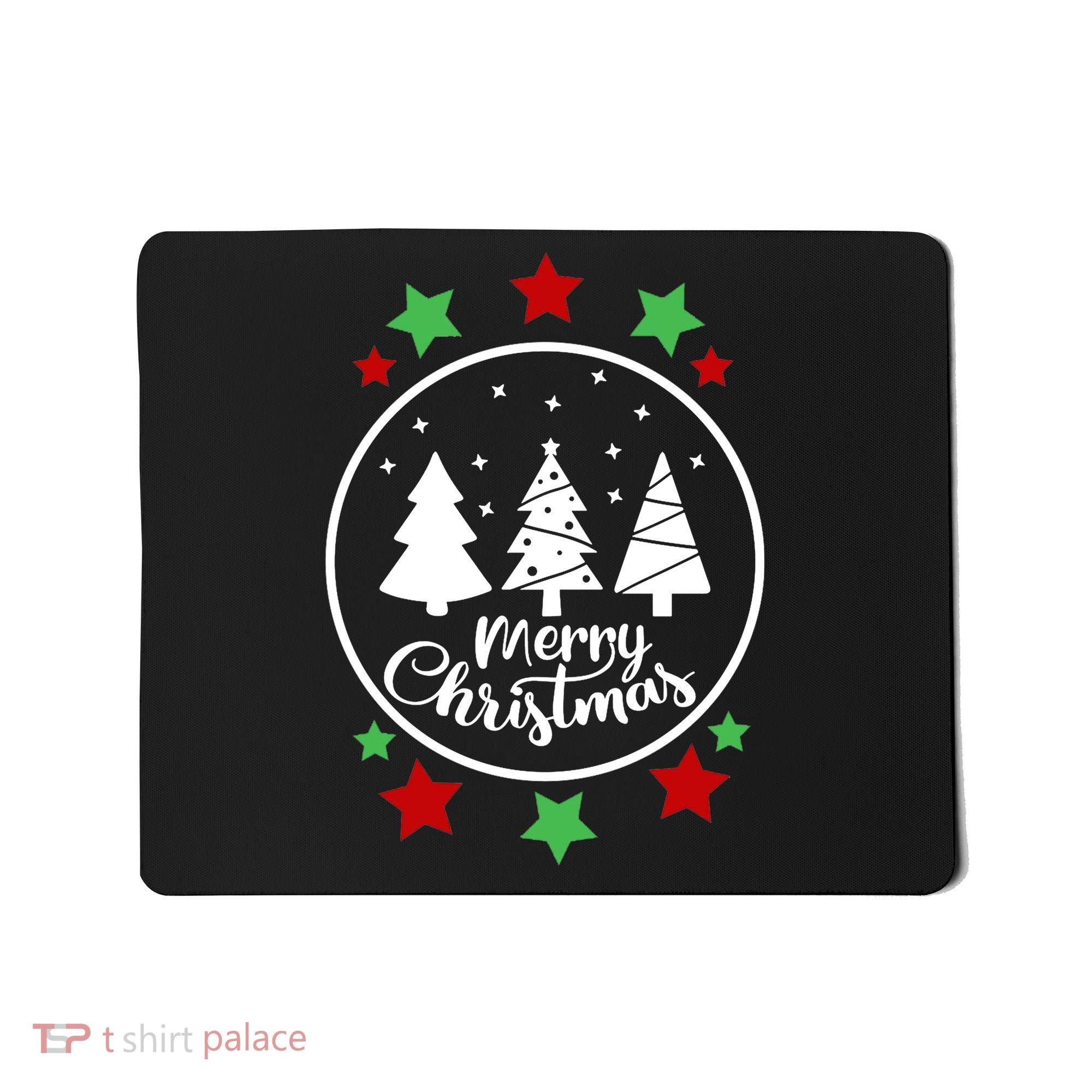 Merry Christmas Festive Circle Logo Mousepad