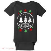Merry Christmas Festive Circle Logo Baby Bodysuit thumb 0