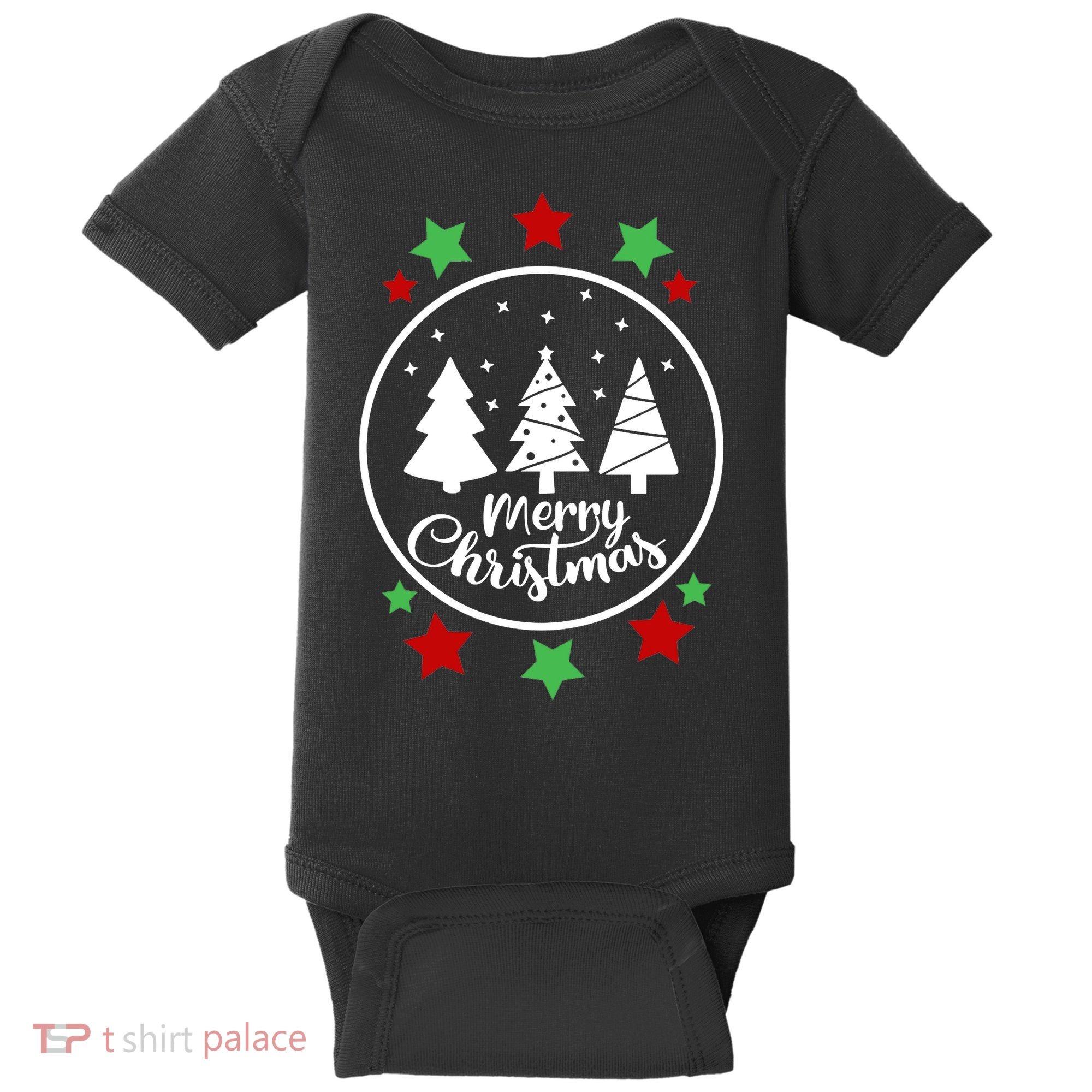 Merry Christmas Festive Circle Logo Baby Bodysuit