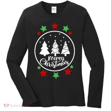 Merry Christmas Festive Circle Logo Women's Long Sleeve Shirt