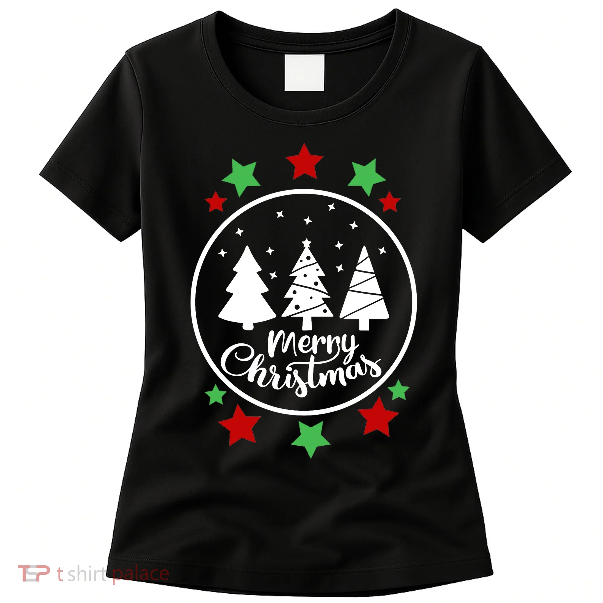 Merry Christmas Festive Circle Logo Women's T-Shirt