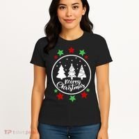 Merry Christmas Festive Circle Logo Women's T-Shirt thumb 4