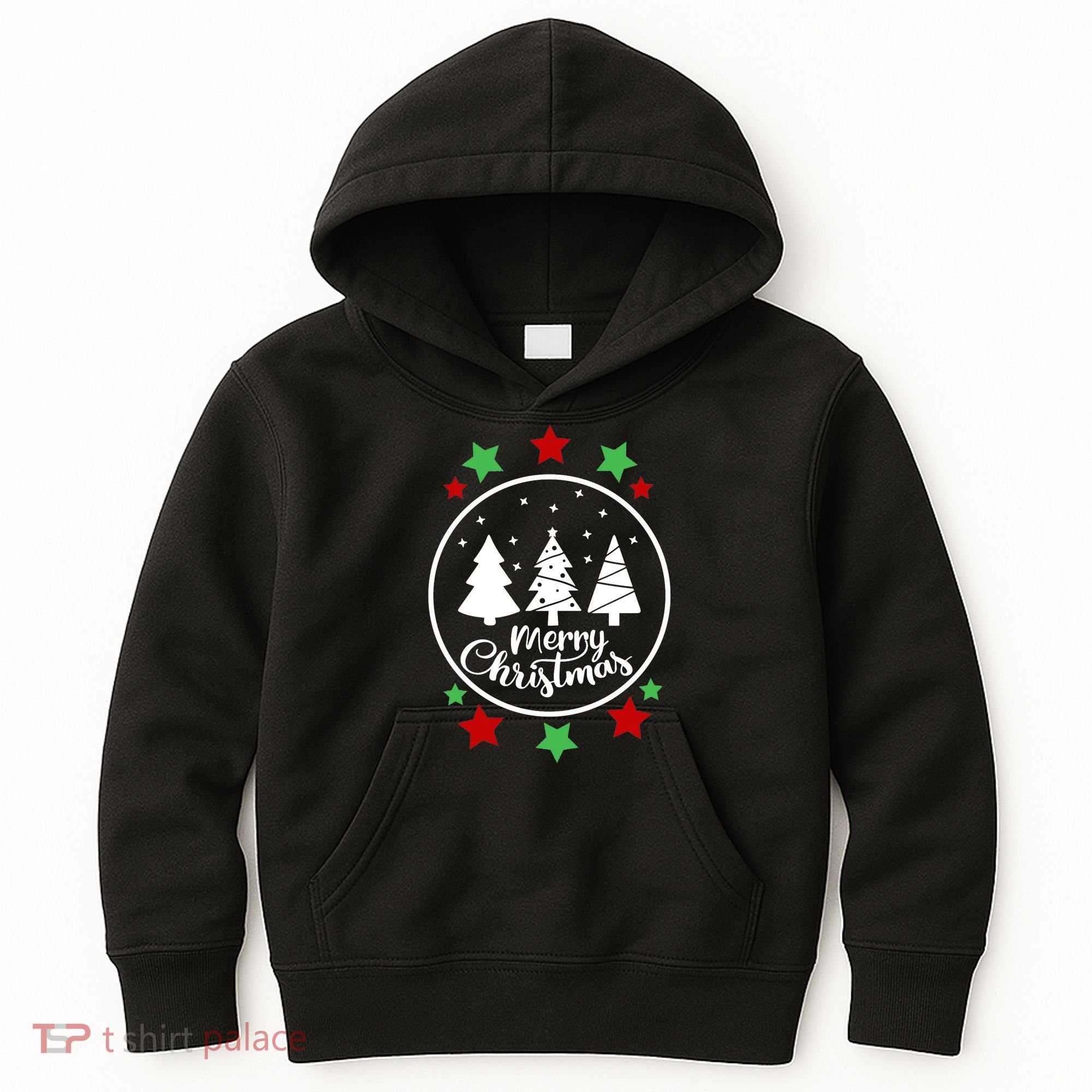 Merry Christmas Festive Circle Logo Kids Hoodie