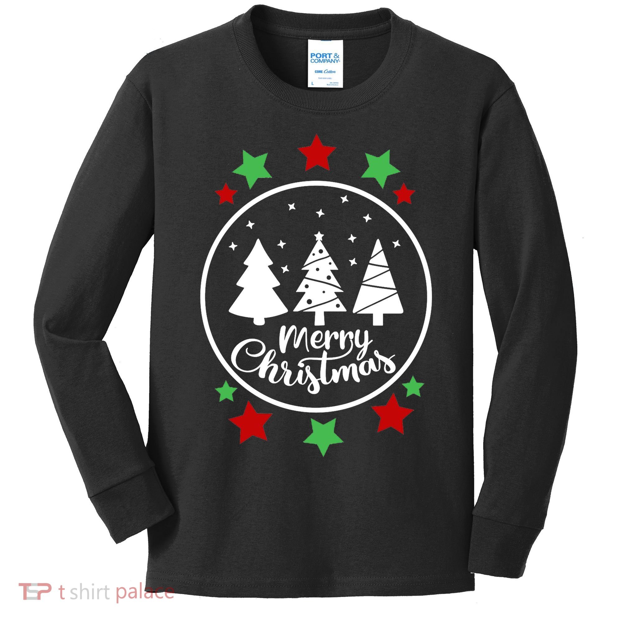 Merry Christmas Festive Circle Logo Kids Long Sleeve Shirt