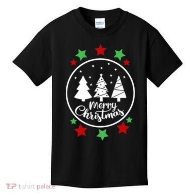 Merry Christmas Festive Circle Logo Kids T-Shirt