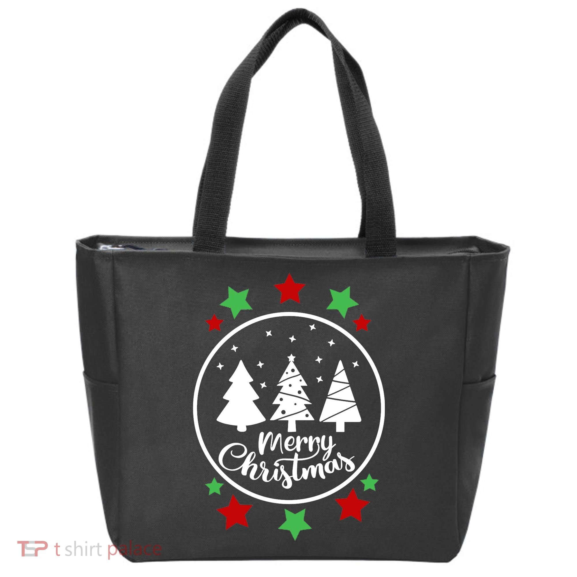 Merry Christmas Festive Circle Logo Tote Bag