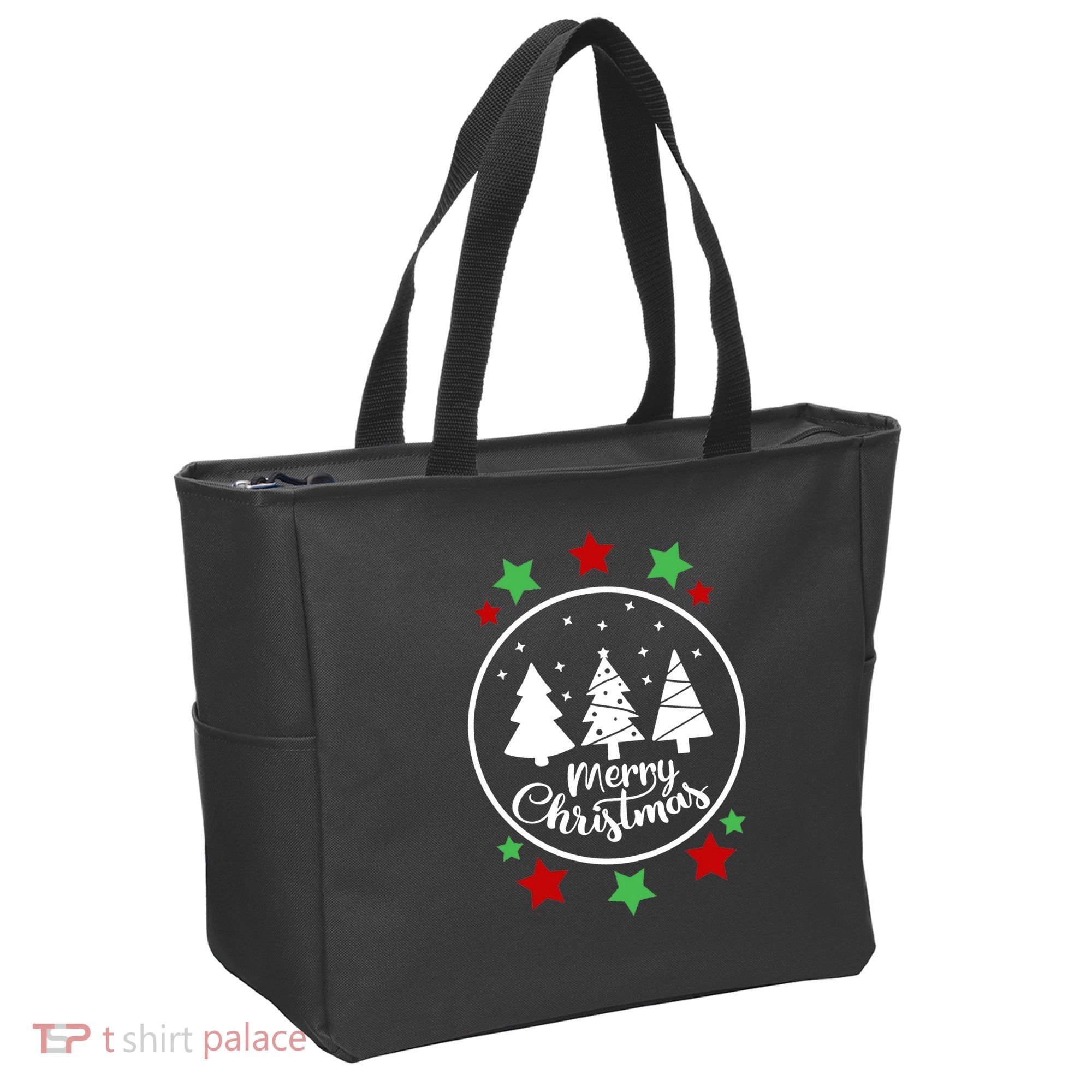 Merry Christmas Festive Circle Logo Tote Bag