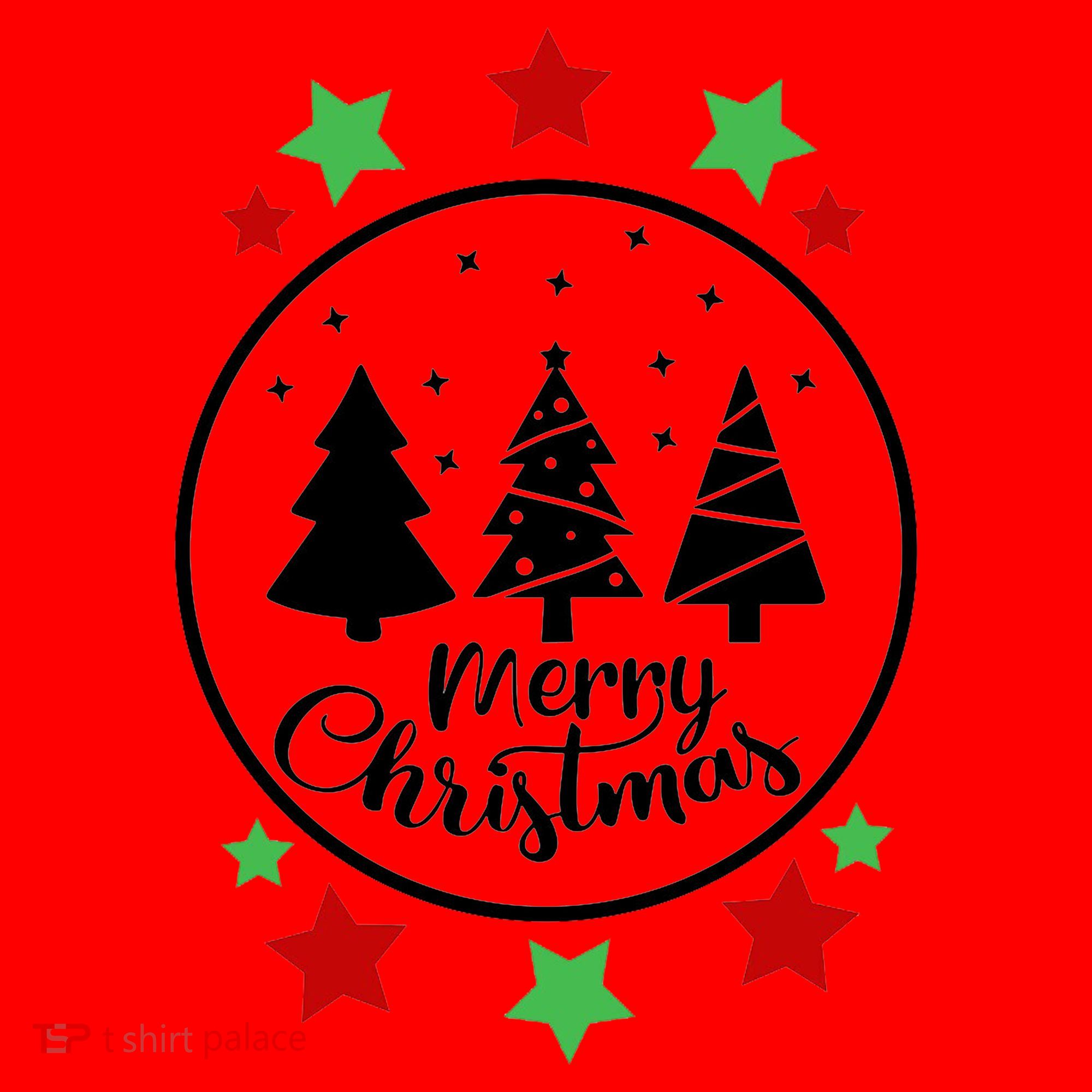Merry Christmas Festive Circle Logo Santa Hat