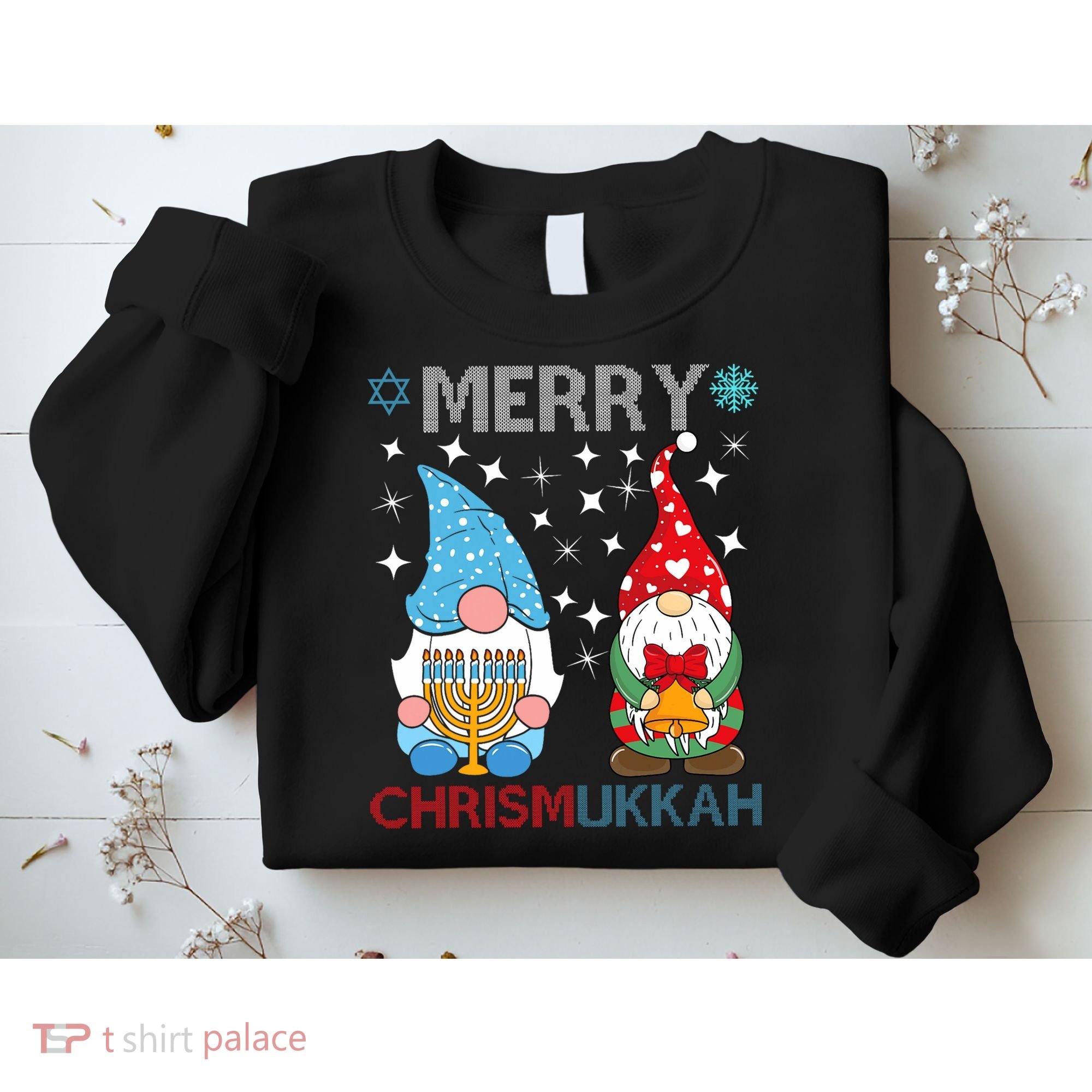 Merry Chrismukkah Funny Gnomes Christmas And Hanukkah Sweatshirt