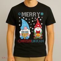 Merry Chrismukkah Funny Gnomes Christmas And Hanukkah T-Shirt thumb 3