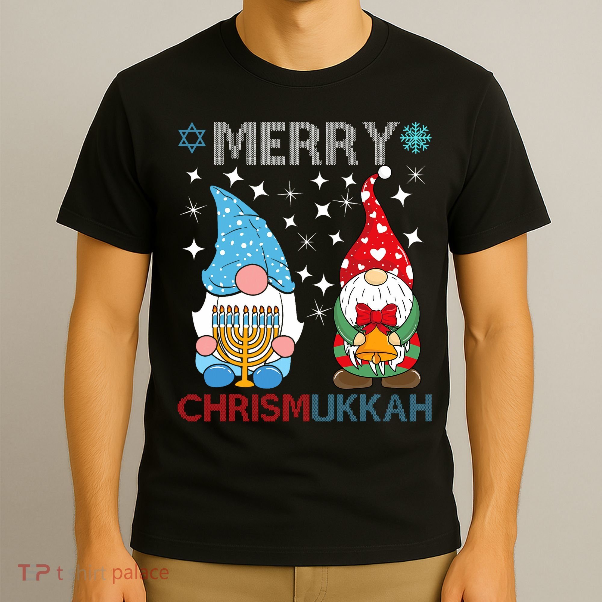 Merry Chrismukkah Funny Gnomes Christmas And Hanukkah T-Shirt