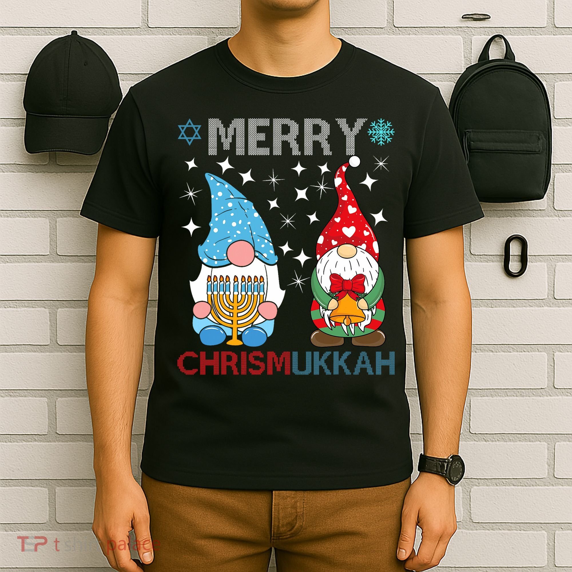 Merry Chrismukkah Funny Gnomes Christmas And Hanukkah T-Shirt