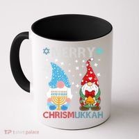 Merry Chrismukkah Funny Gnomes Christmas And Hanukkah Coffee Mug thumb 0
