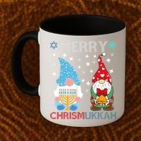 Merry Chrismukkah Funny Gnomes Christmas And Hanukkah Coffee Mug thumb 2