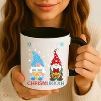 Merry Chrismukkah Funny Gnomes Christmas And Hanukkah Coffee Mug thumb 3