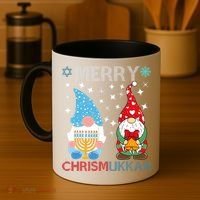 Merry Chrismukkah Funny Gnomes Christmas And Hanukkah Coffee Mug thumb 4