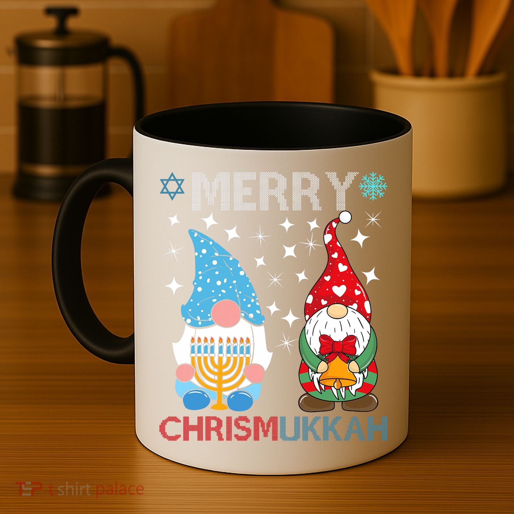 Merry Chrismukkah Funny Gnomes Christmas And Hanukkah Coffee Mug