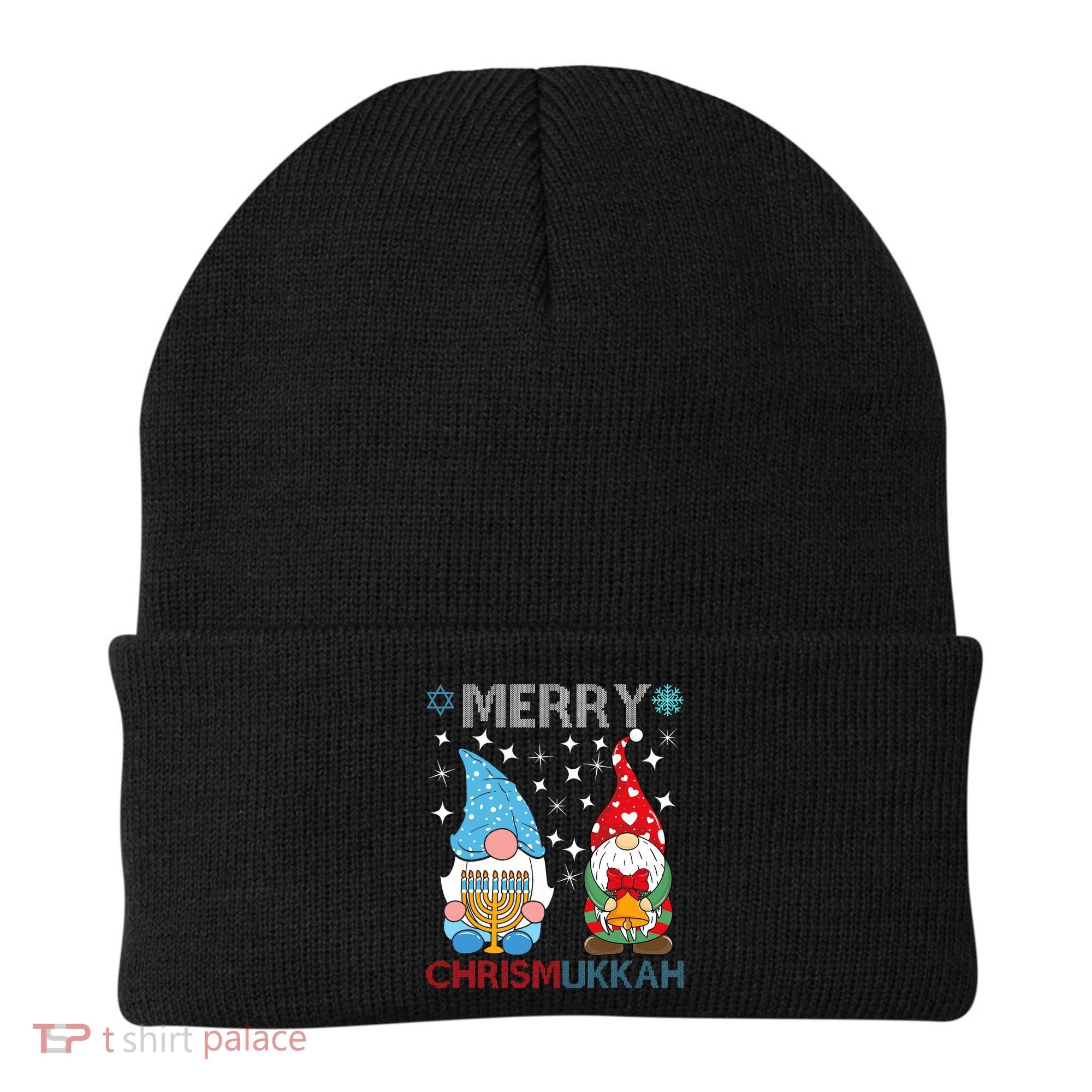 Merry Chrismukkah Funny Gnomes Christmas And Hanukkah Beanie