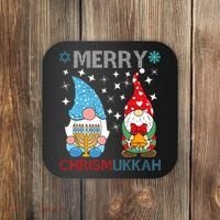 Merry Chrismukkah Funny Gnomes Christmas And Hanukkah Coaster thumb 0