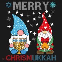 Merry Chrismukkah Funny Gnomes Christmas And Hanukkah Women's Hoodie thumb 2