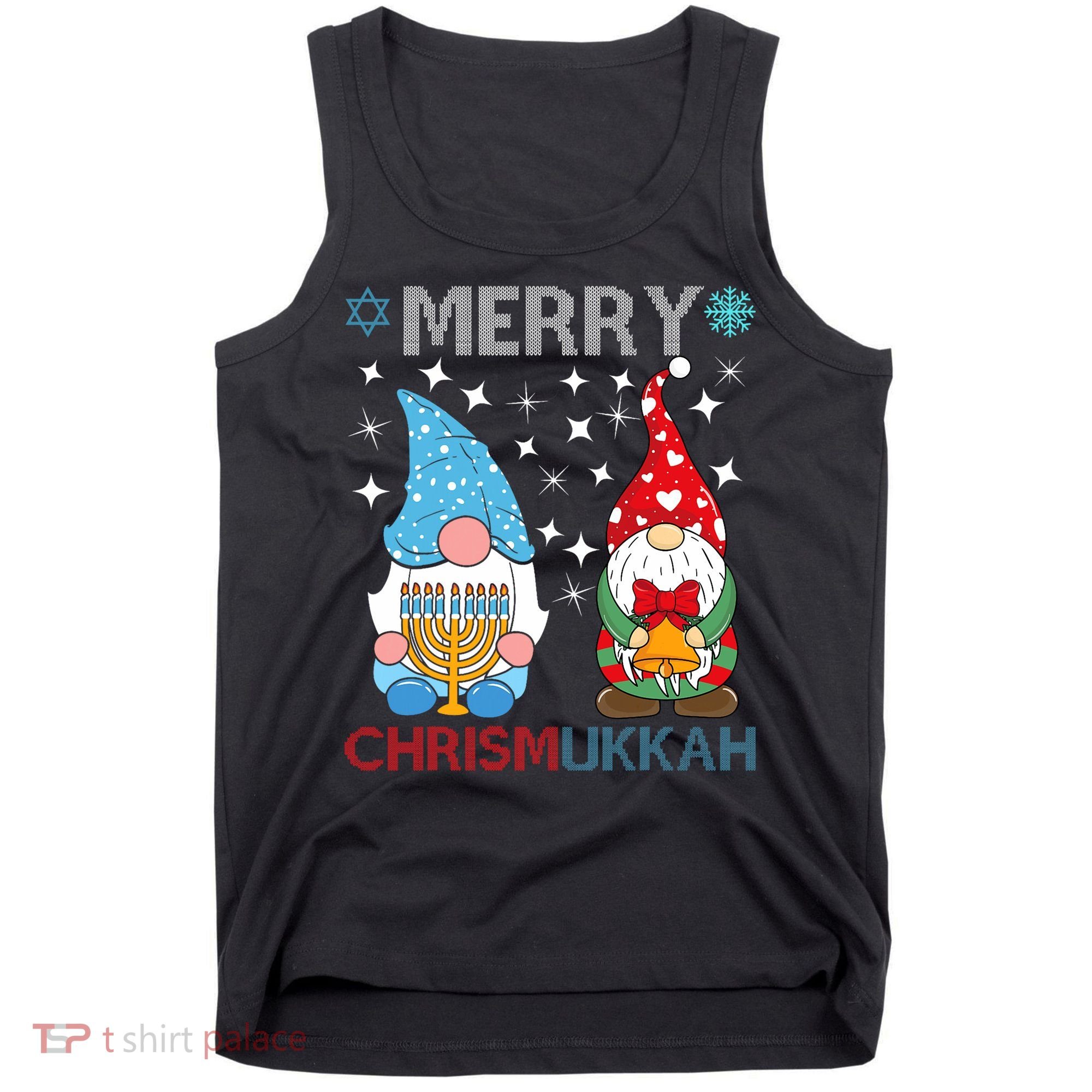 Merry Chrismukkah Funny Gnomes Christmas And Hanukkah Tank Top