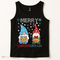 Merry Chrismukkah Funny Gnomes Christmas And Hanukkah Tank Top thumb 2