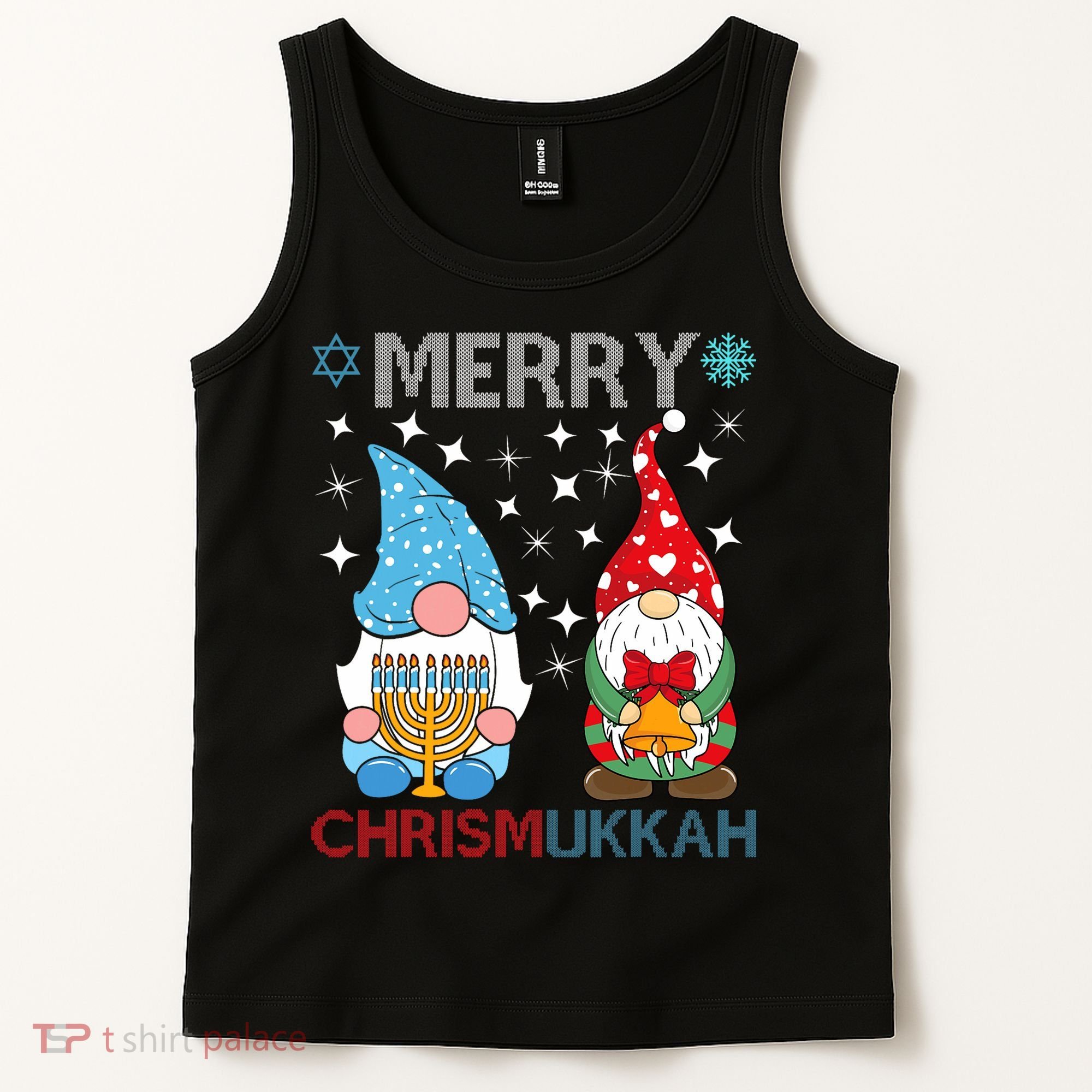 Merry Chrismukkah Funny Gnomes Christmas And Hanukkah Tank Top