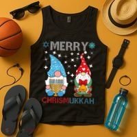 Merry Chrismukkah Funny Gnomes Christmas And Hanukkah Tank Top thumb 4