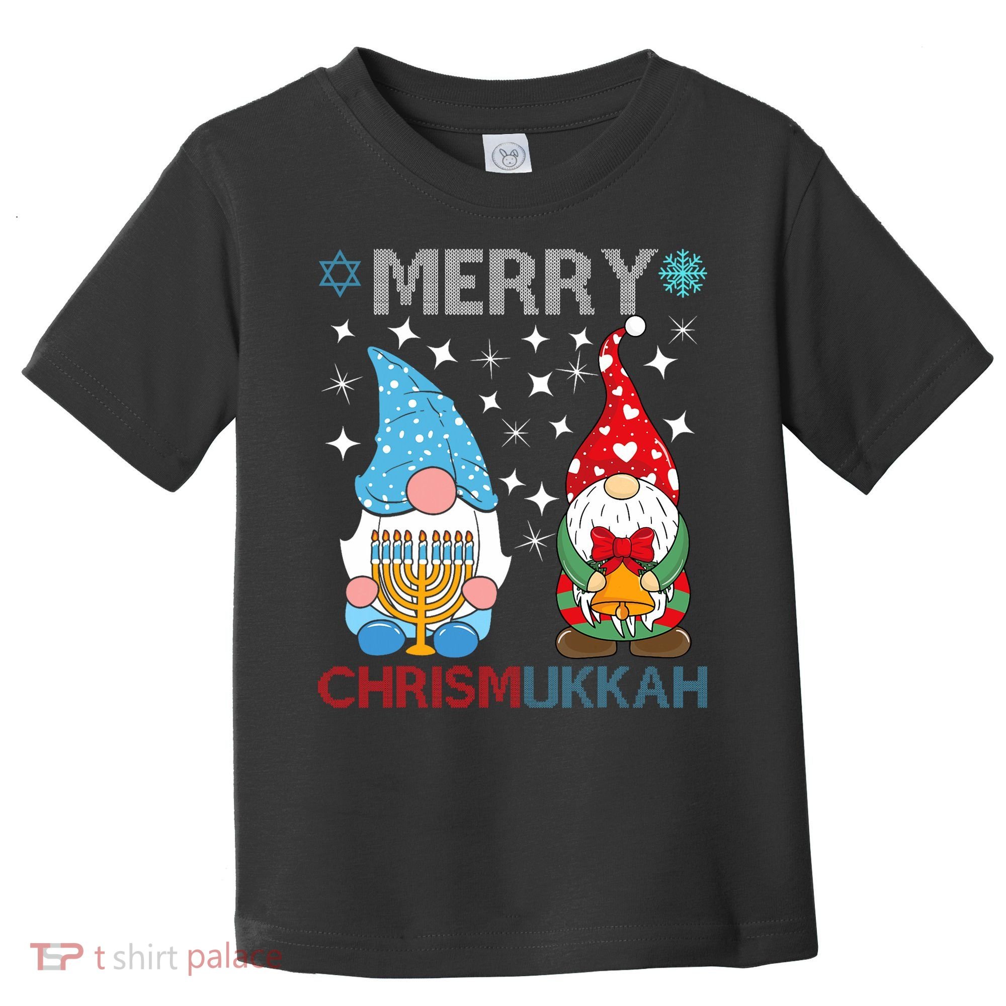 Merry Chrismukkah Funny Gnomes Christmas And Hanukkah Toddler T-Shirt