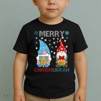 Merry Chrismukkah Funny Gnomes Christmas And Hanukkah Toddler T-Shirt thumb 2