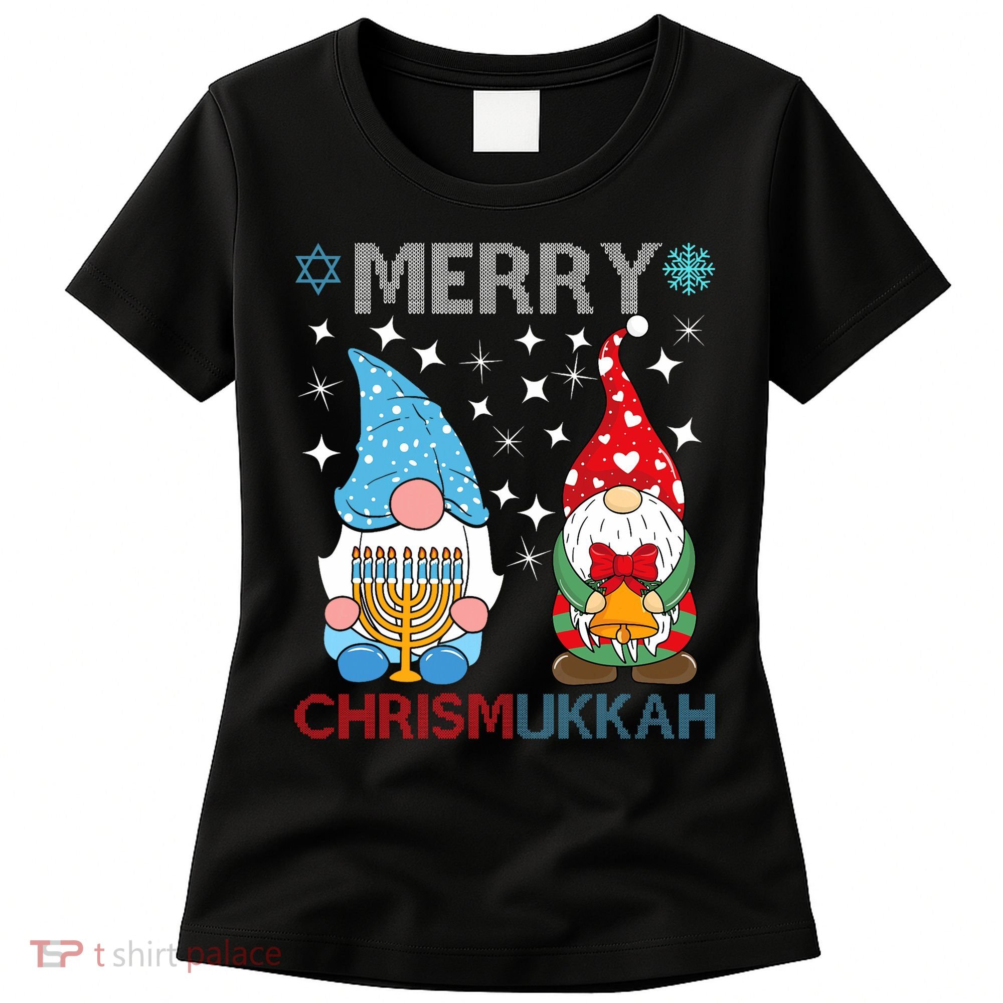 Merry Chrismukkah Funny Gnomes Christmas And Hanukkah Women's T-Shirt