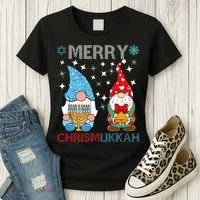 Merry Chrismukkah Funny Gnomes Christmas And Hanukkah Women's T-Shirt thumb 3