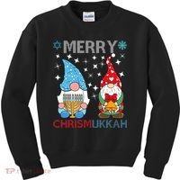 Merry Chrismukkah Funny Gnomes Christmas And Hanukkah Kids Sweatshirt thumb 0