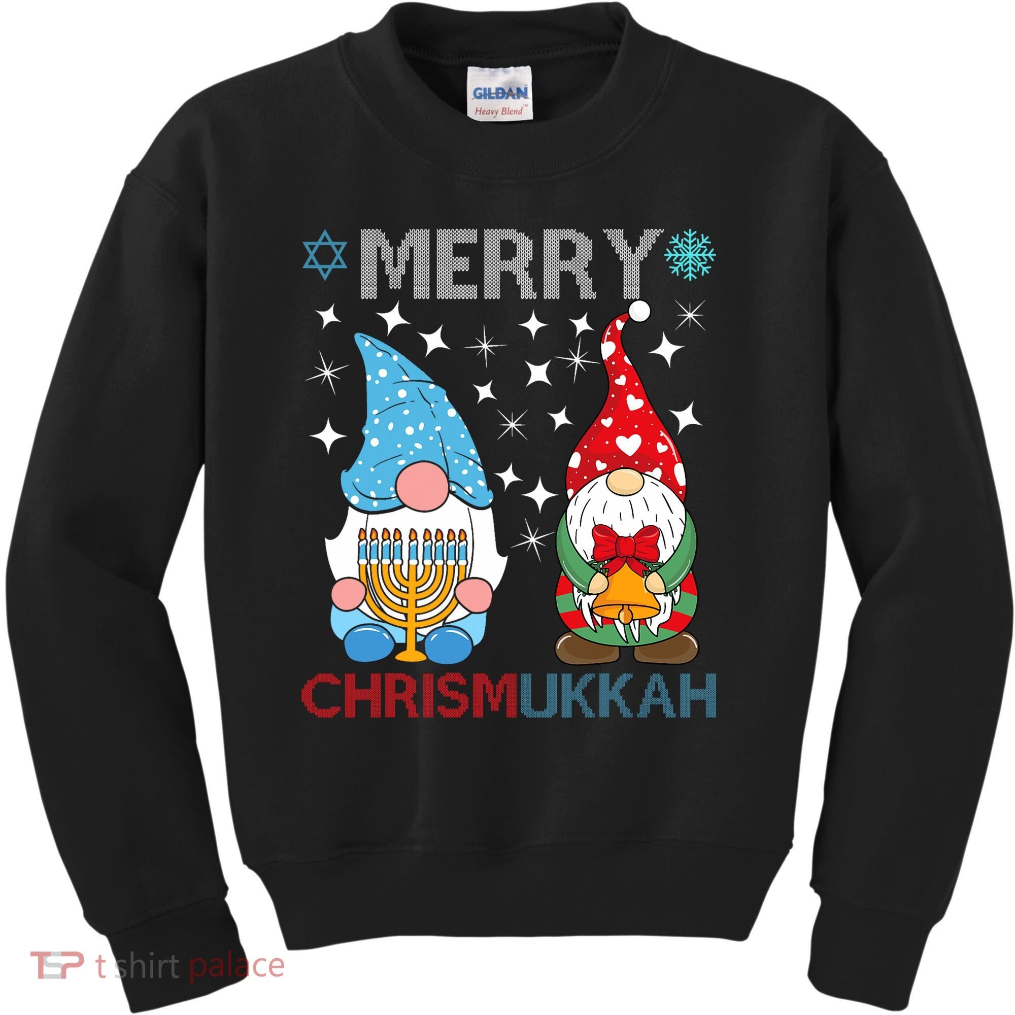Merry Chrismukkah Funny Gnomes Christmas And Hanukkah Kids Sweatshirt