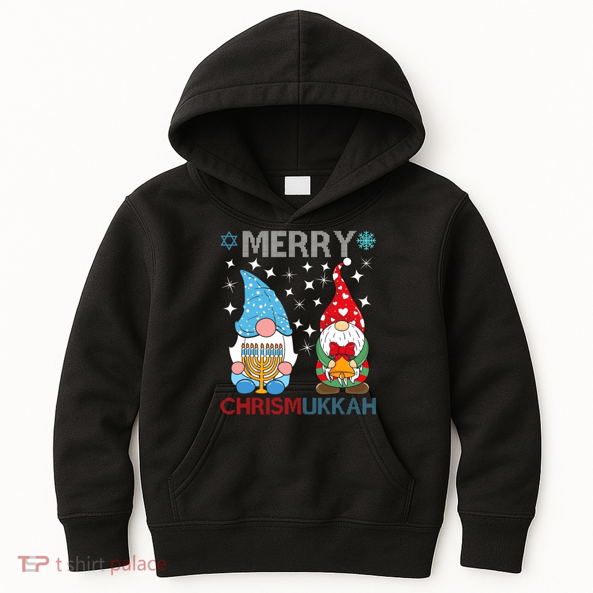 Merry Chrismukkah Funny Gnomes Christmas And Hanukkah Kids Hoodie
