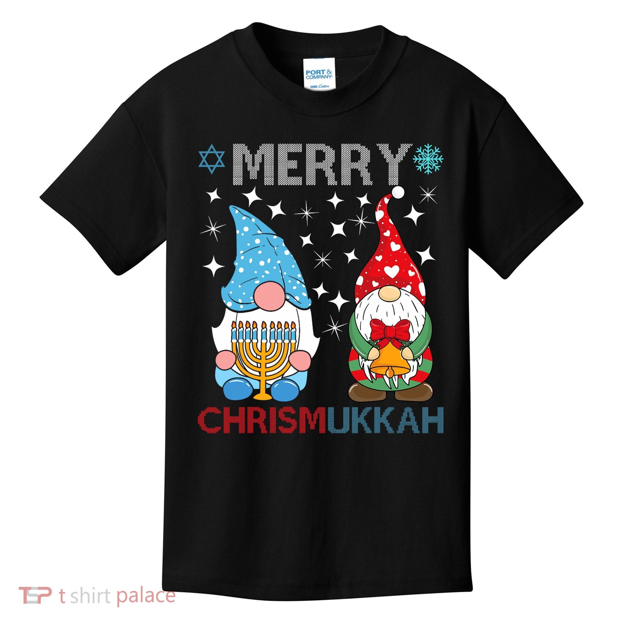 Merry Chrismukkah Funny Gnomes Christmas And Hanukkah Kids T-Shirt
