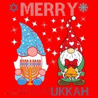 Merry Chrismukkah Funny Gnomes Christmas And Hanukkah Santa Hat thumb 1
