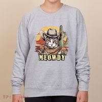 Meowdy Cat Funny Howdy Meme Wild West Cowboy Hat Women's Sweatshirt thumb 0