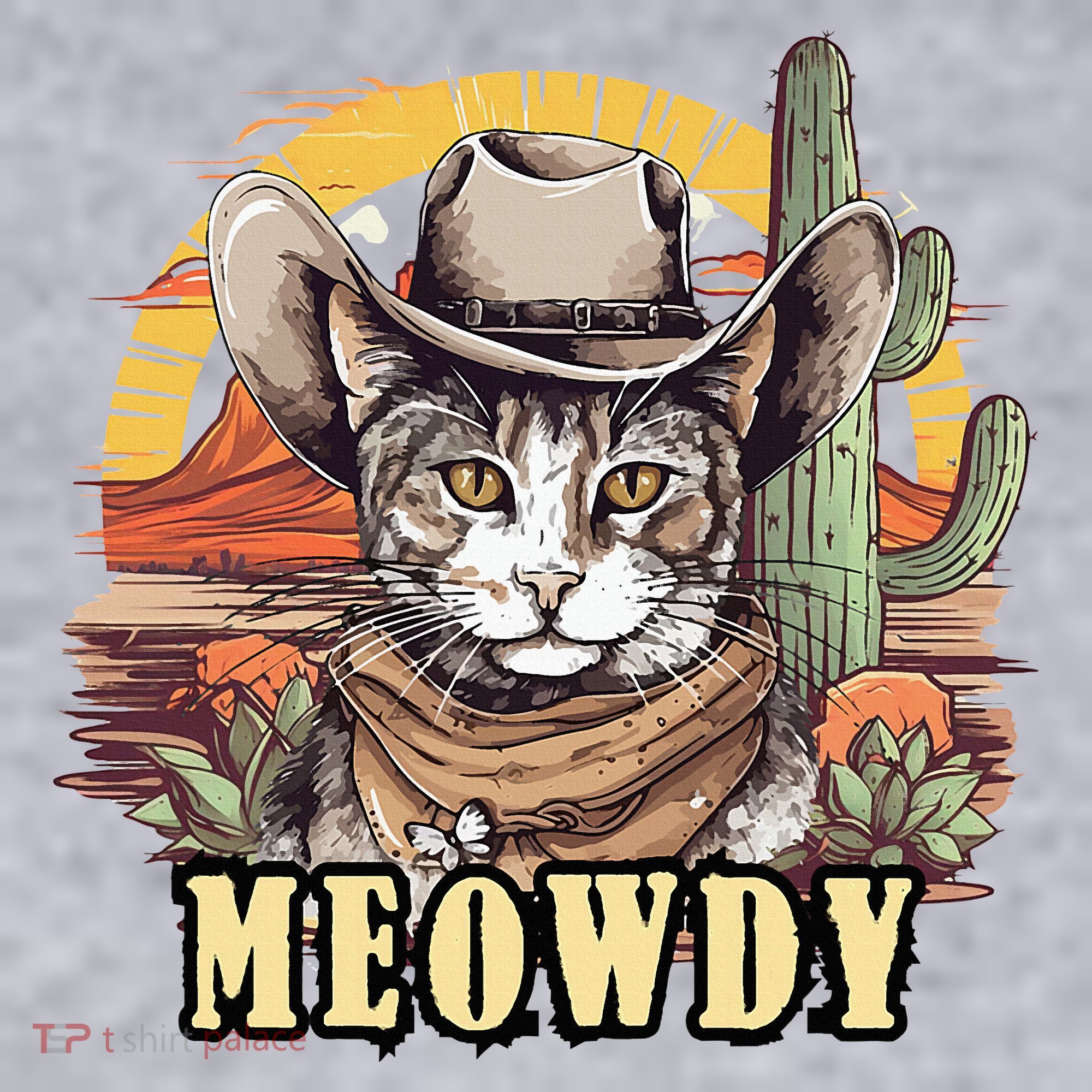 Meowdy Cat Funny Howdy Meme Wild West Cowboy Hat Women's Sweatshirt