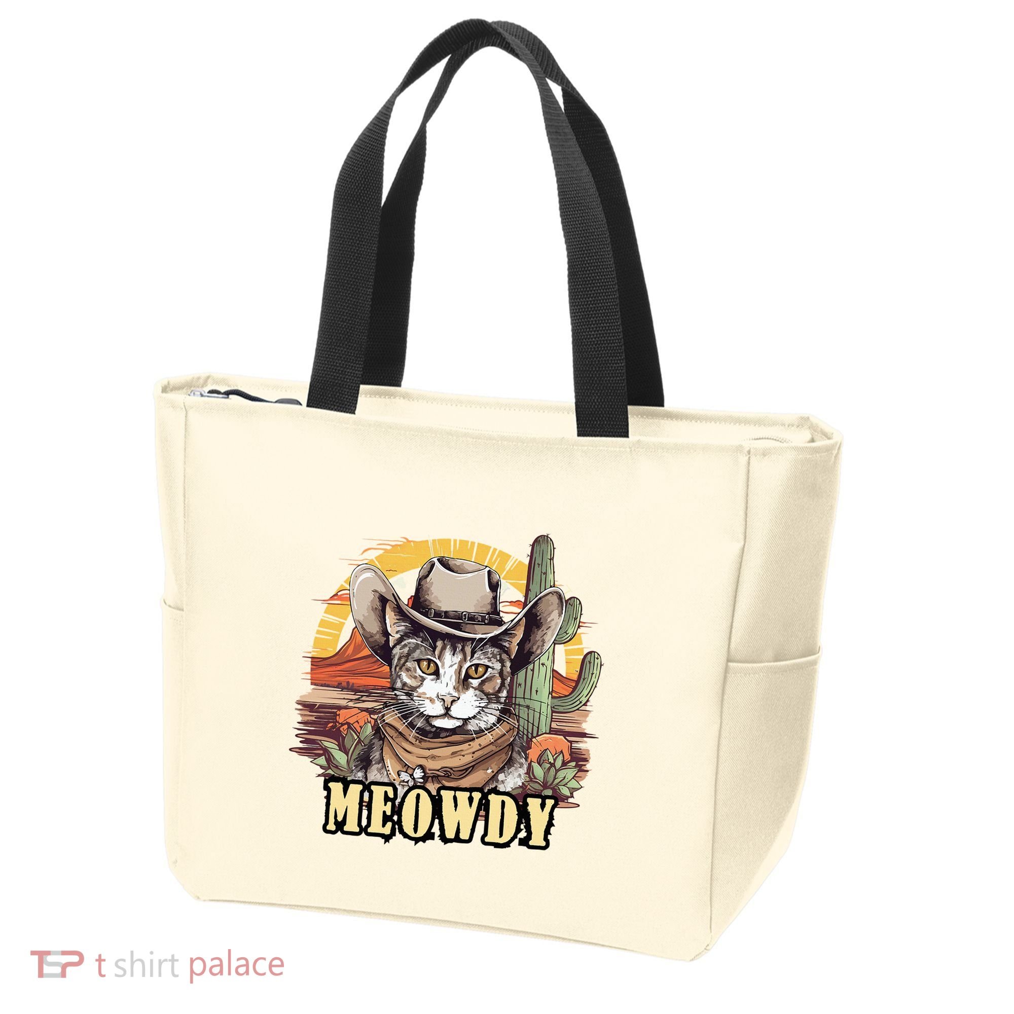 Meowdy Cat Funny Howdy Meme Wild West Cowboy Hat Tote Bag