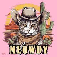 Meowdy Cat Funny Howdy Meme Wild West Cowboy Hat Coaster thumb 2