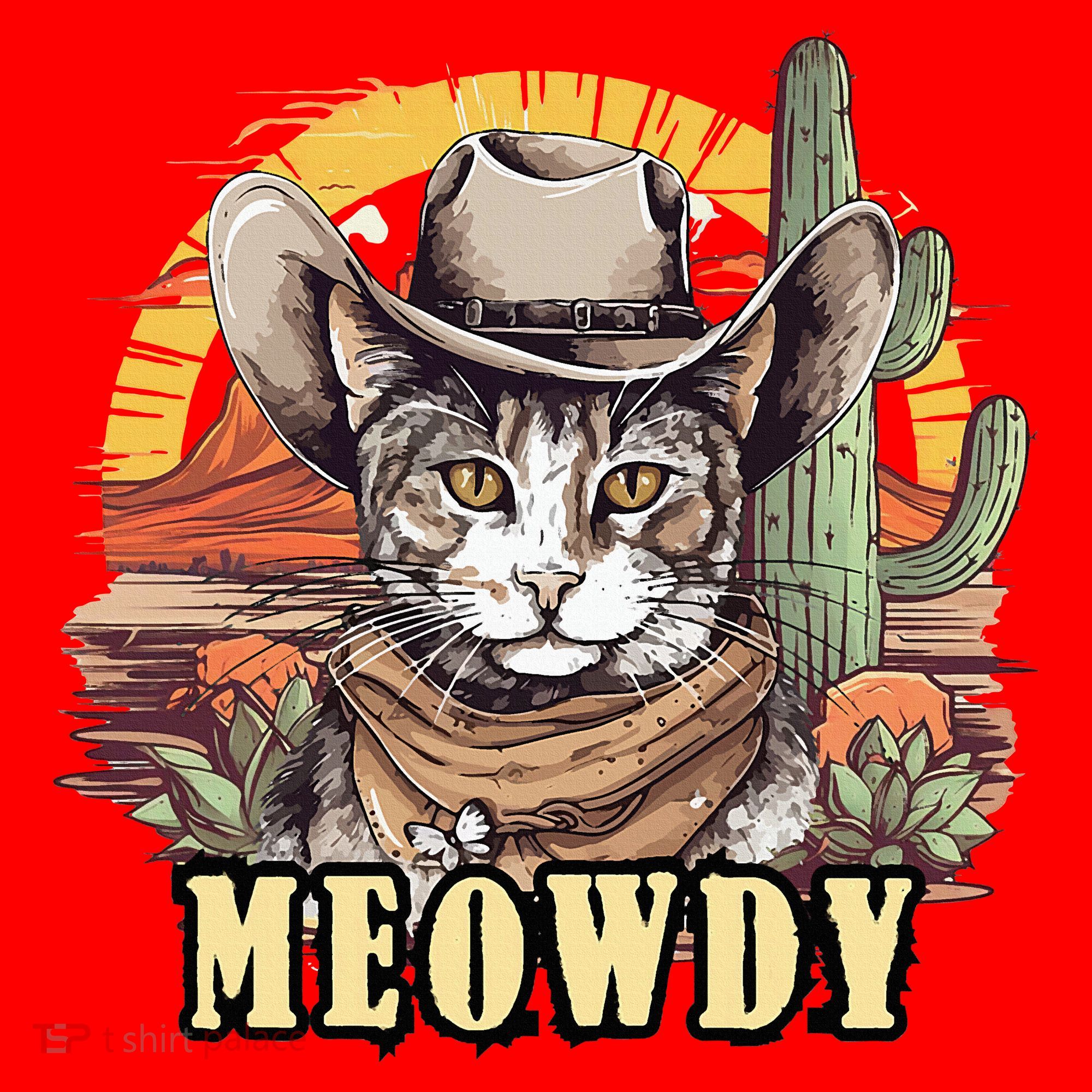 Meowdy Cat Funny Howdy Meme Wild West Cowboy Hat Santa Hat